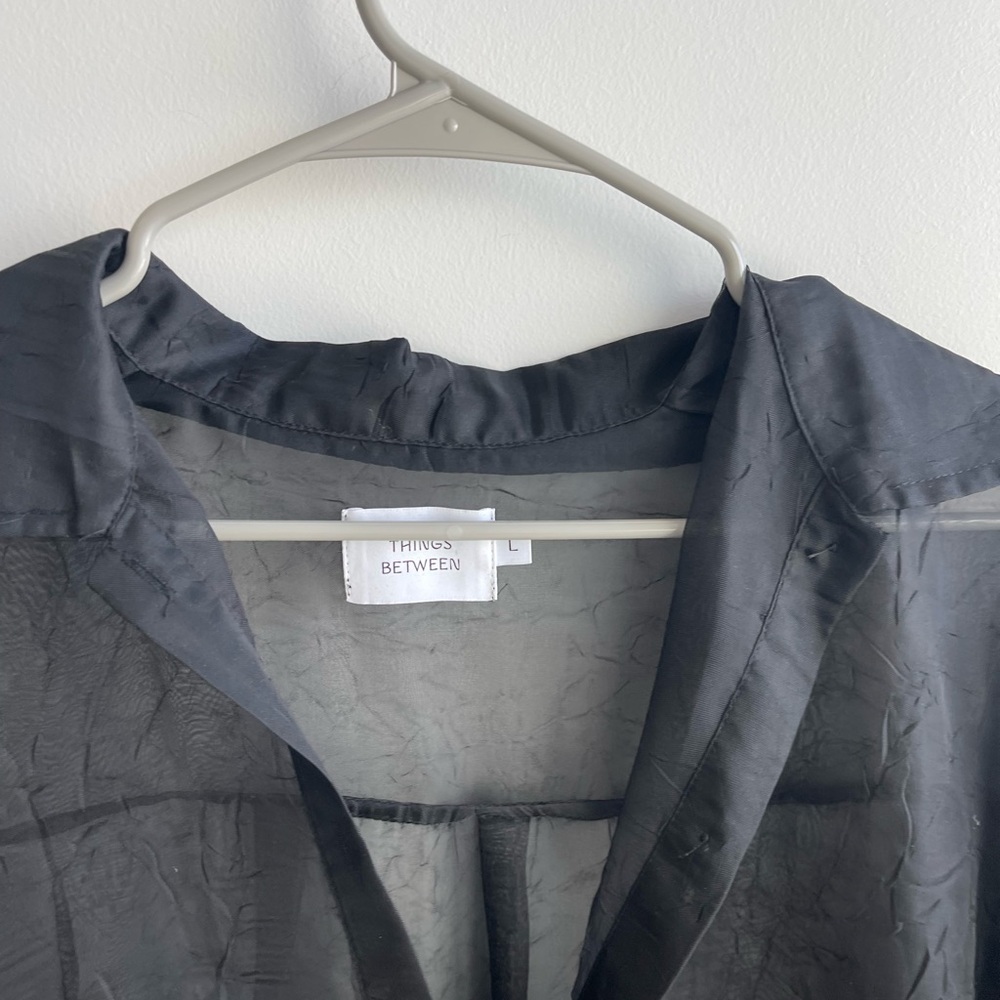 Things Between Black Sheer Blouse Button Up - image 4